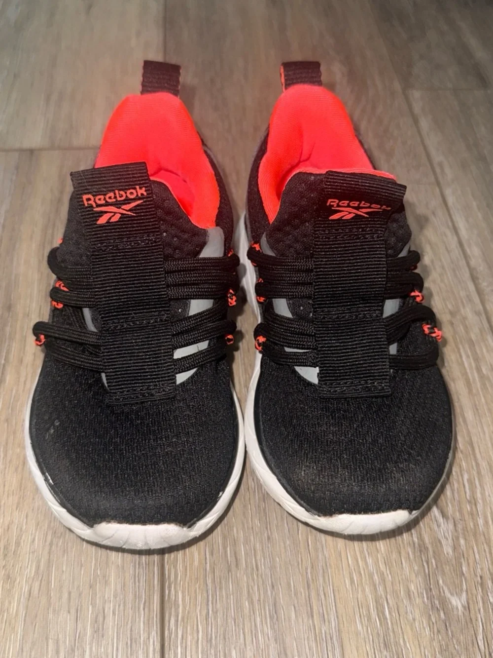 Reebok Kids Black and Bright Orange Athletic Sneakers